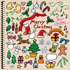 Obraz premium 落書き_クリスマス_カラー