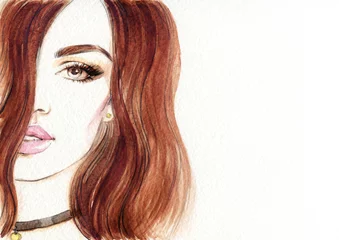 Fototapete Aquarell Gesicht Beautiful face. woman portrait. abstract watercolor .fashion background  © Anna Ismagilova