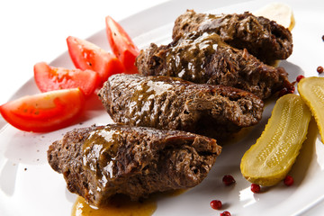 Wrapped stuffed beef and vegetables