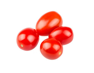 Red cherry tomatoes on white background