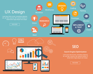 Flat designed banners