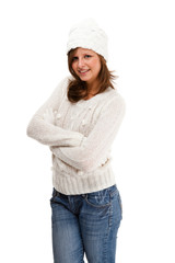 Young attractive woman isolated on white background 