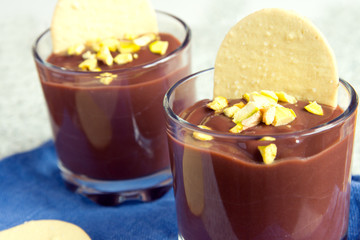 Chocolate mousse with pistachios