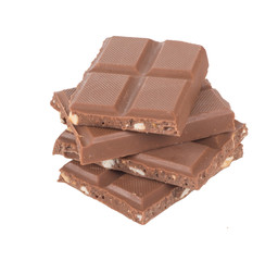 chocolate bars isolated on white background