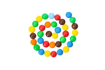 multicolored,  colorful candy, sweets in the shape of spiral isolated on a white background