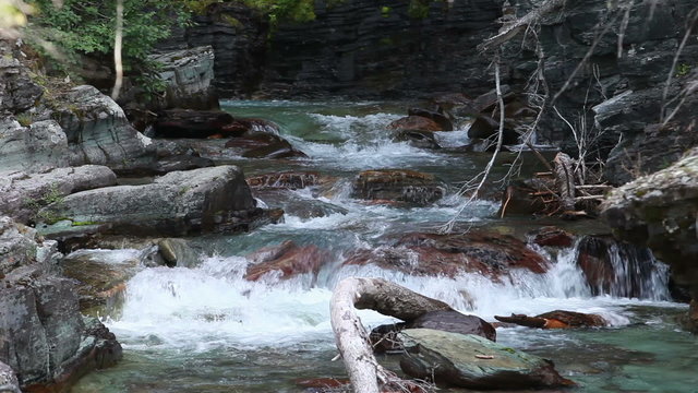 River waterfall canyon glacier park P HD 0506