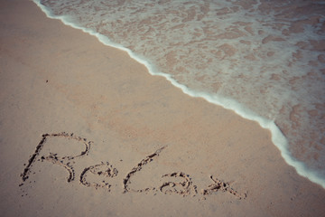 retro relax handwriting on beach