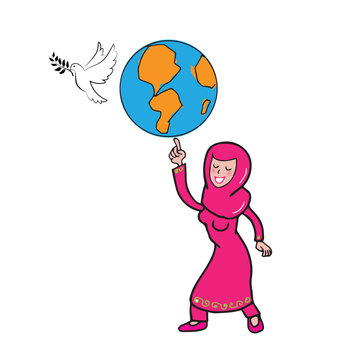 Muslim girl globe peace