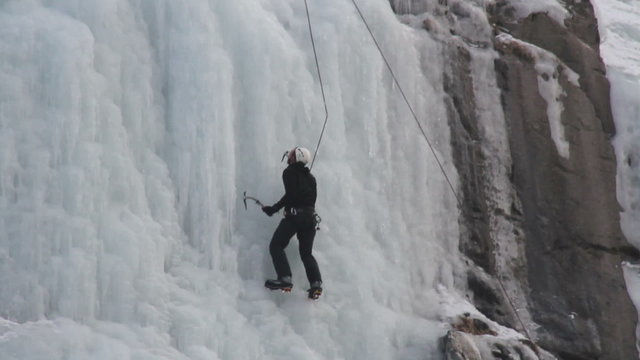 Ice climber steep mountain wall P HD 8918