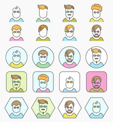Line color icons set with flat design.