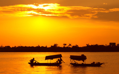 Sunset over the Red River, Vietnam