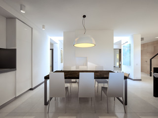 snow-white kitchen 3d visualization