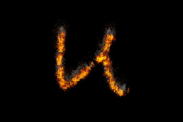Fire alphabet on black background