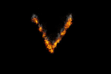 Fototapeta premium Fire alphabet on black background
