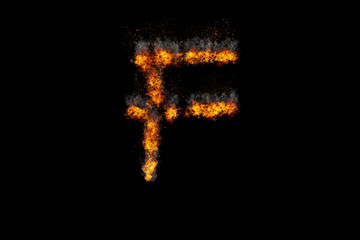 Fire alphabet on black background