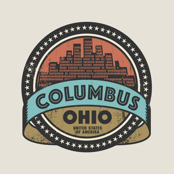 Grunge rubber stamp with name of Columbus, Ohio