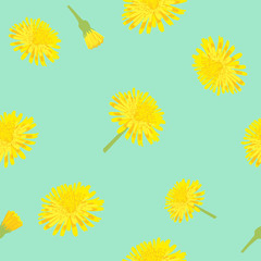 Seamless vintage style with a dandelion flower.