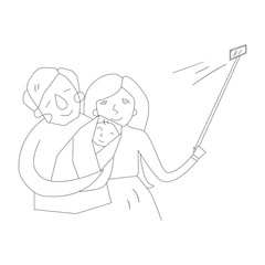 selfie family photo illustration vector 