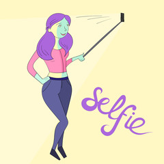 selfie girl photo illustration vivid color