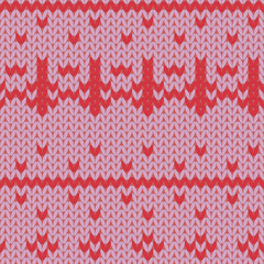 Knitted pattern red flowers vector illustration