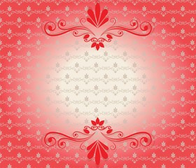 Elegant vintage background with floral elements. Vibrant red color. Vector