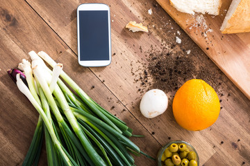 Organic Kitchen with Smartphone
