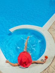 woman having good time in swimming pool