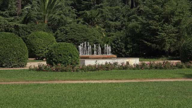 Barcelona fountain Royal Palace Garden of Pedralbes 4K 038