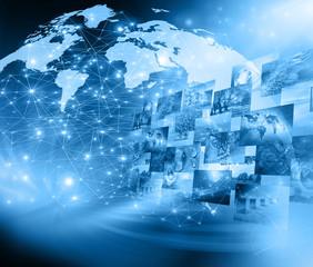 Best Internet Concept of global business. Globe, glowing lines