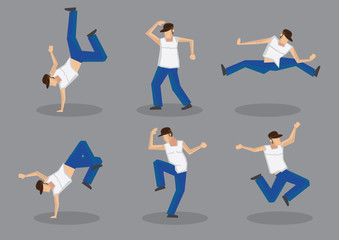 Hip Hop Dancer Vector Icon Set