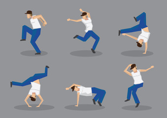 Funky Street Dancers Vector Icon Set
