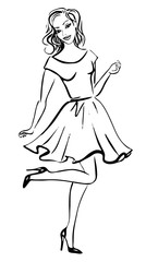 Fashion sketch of happy woman