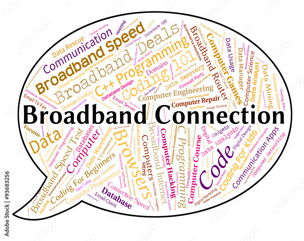Aufkleber broadband connection represents world wide web and computing