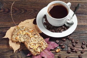 Coffee and cookies with nuts