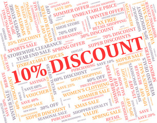 Ten Percent Off Represents Discounts Reduction And Clearance