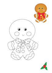 pagina da colorare, biscotto pan di zenzero