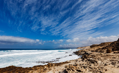 Fototapeta na wymiar Northern Fuerteventura, Playa del Castillo beach close to El Cot