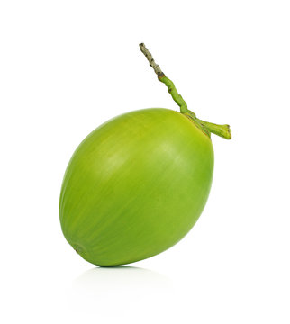 Green coconut Fruit isolated on white background.