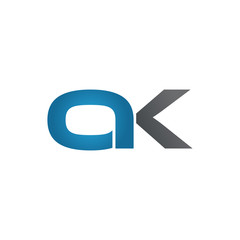 OK company linked letter logo blue