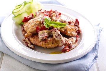 Creamy sun dried tomato pesto chicken
