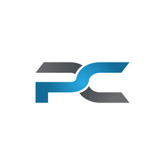 PC company linked letter logo blue