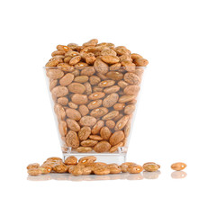 Pinto beans in  plastic bowl isolated on a white background
