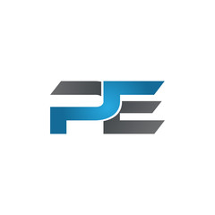 PE company linked letter logo blue