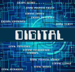 Digital Word Means Technology Digitally And Www