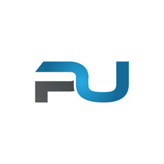 PU company linked letter logo blue