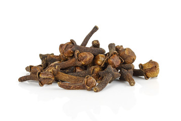 dry cloves on white background