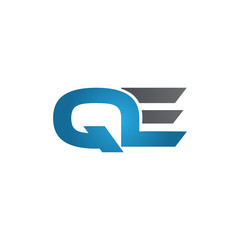 QE company linked letter logo blue