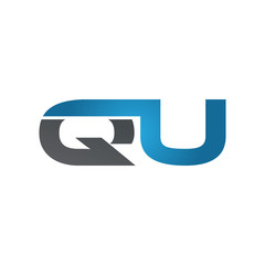 QU company linked letter logo blue