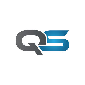 QS company linked letter logo blue