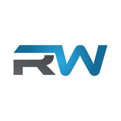 RW company linked letter logo blue